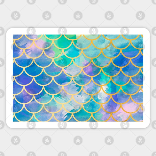 Mermaid Tail Scales Sea Blue Gold Sticker by Live Together